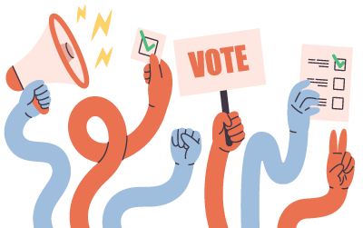 mains manifestent pour se faire entendre en élections